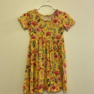 Posh peanut bamboo Floral Yellow Kids Dress